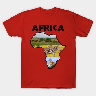 Africa Wildlife Continent Collage T-Shirt